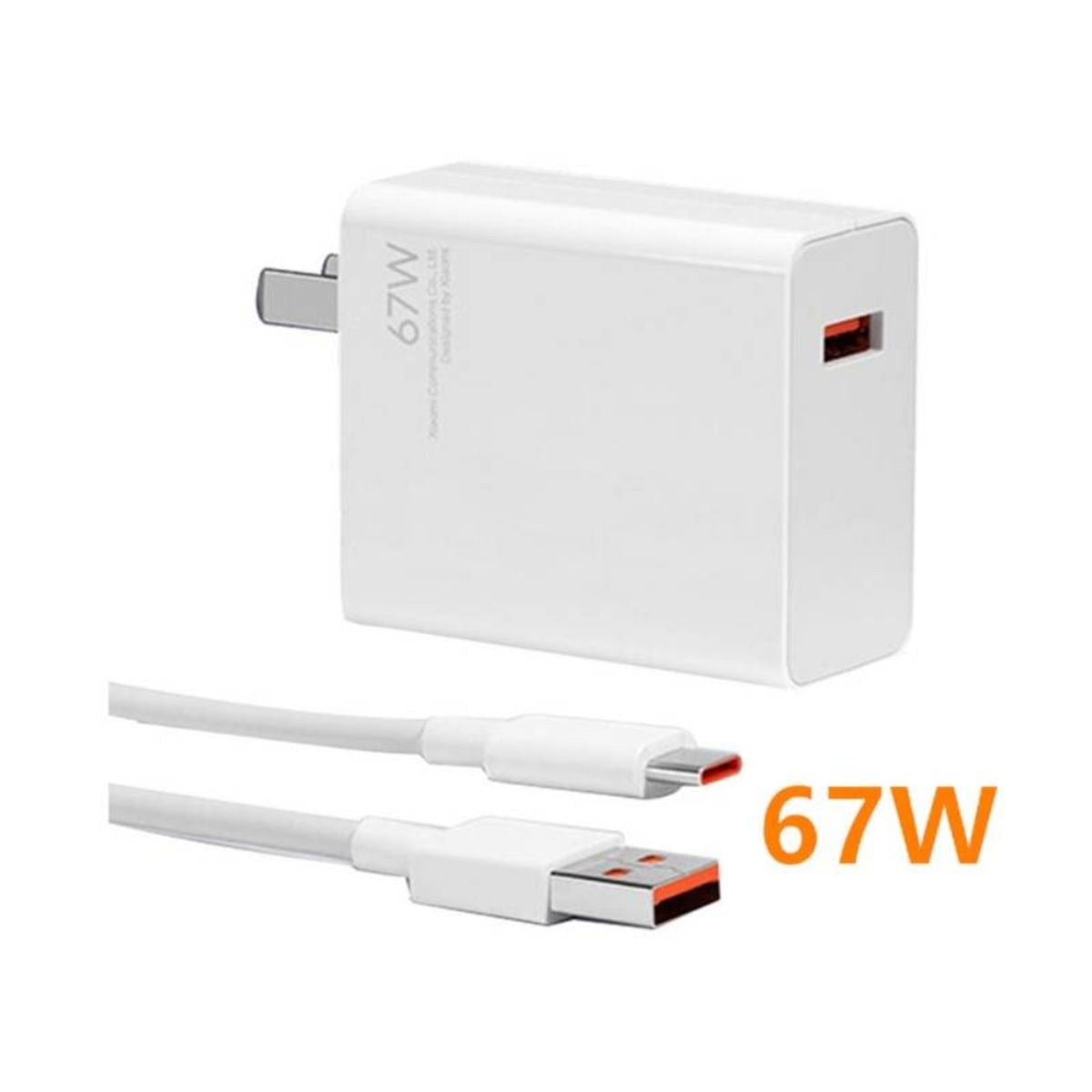 Cargador Xiaomi 67W Carga Rápida Blanco + Cable USB-A a Tipo C