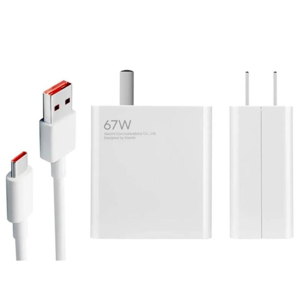 Cargador Xiaomi 67W Carga Rápida Blanco + Cable USB-A a Tipo C