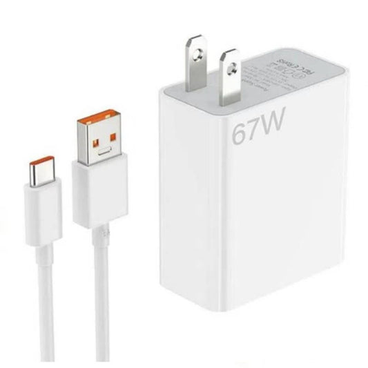 Cargador Xiaomi 67W Carga Rápida Blanco + Cable USB-A a Tipo C