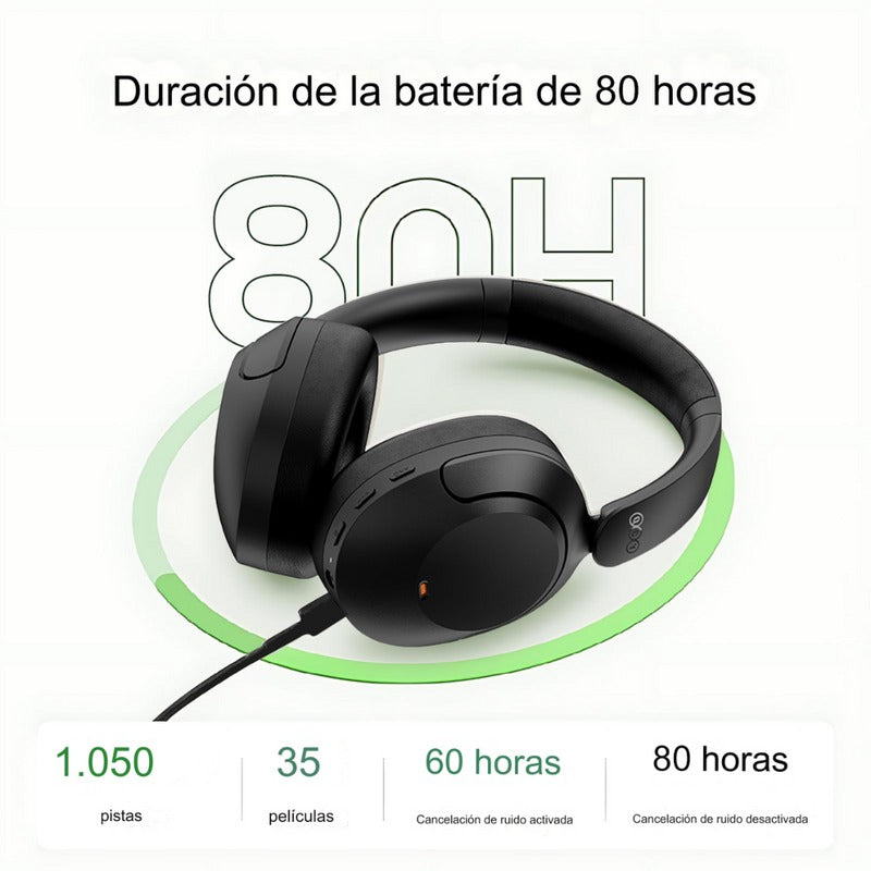 Audífonos Qcy H4 ANC Inalámbricos con Cancelación De Ruido 80 Horas De Batería
