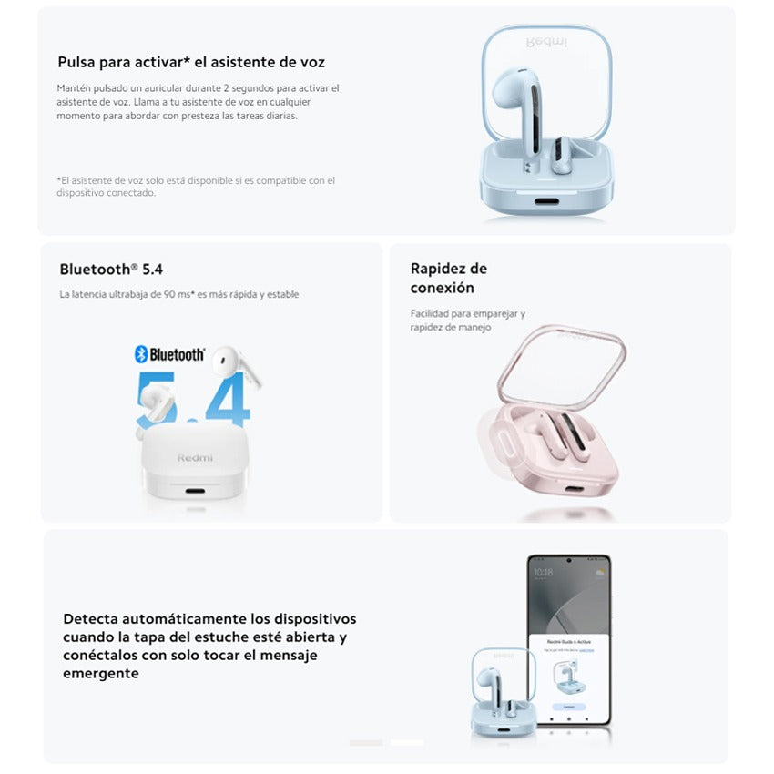 Audífonos Xiaomi Redmi Buds 6 Active Bluetooth 30 Horas