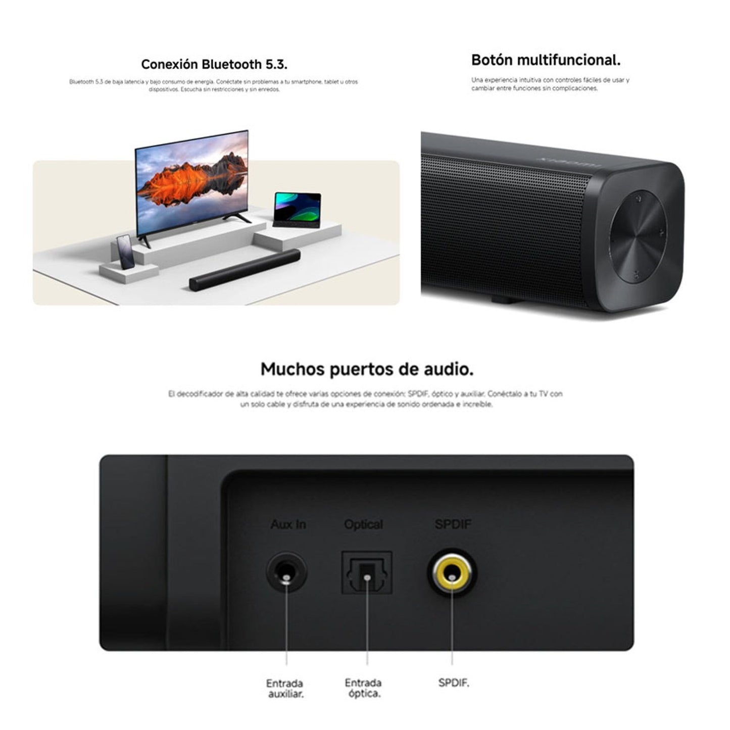Barra de Sonido Xiaomi Soundbar 30w Bluetooth 5.3 Negro